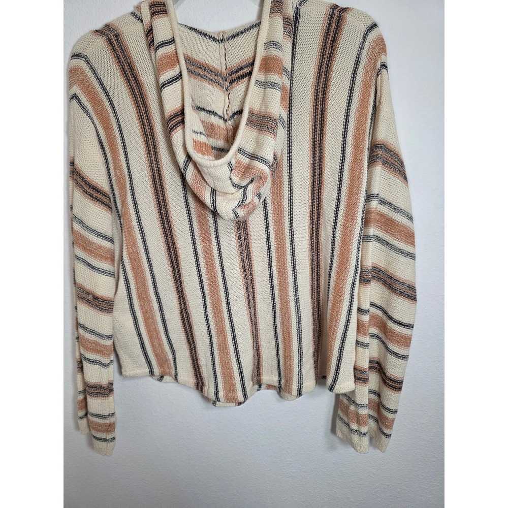 Billabong Striped Knit Hooded Pullover Sweater Womens Small Cream Coral Black - Picture 5 of 5